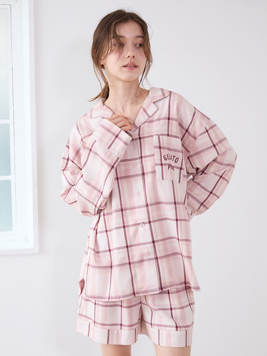 トレンドチェック柄シャツ(シャツ)｜ルームウェア・パジャマ通販の