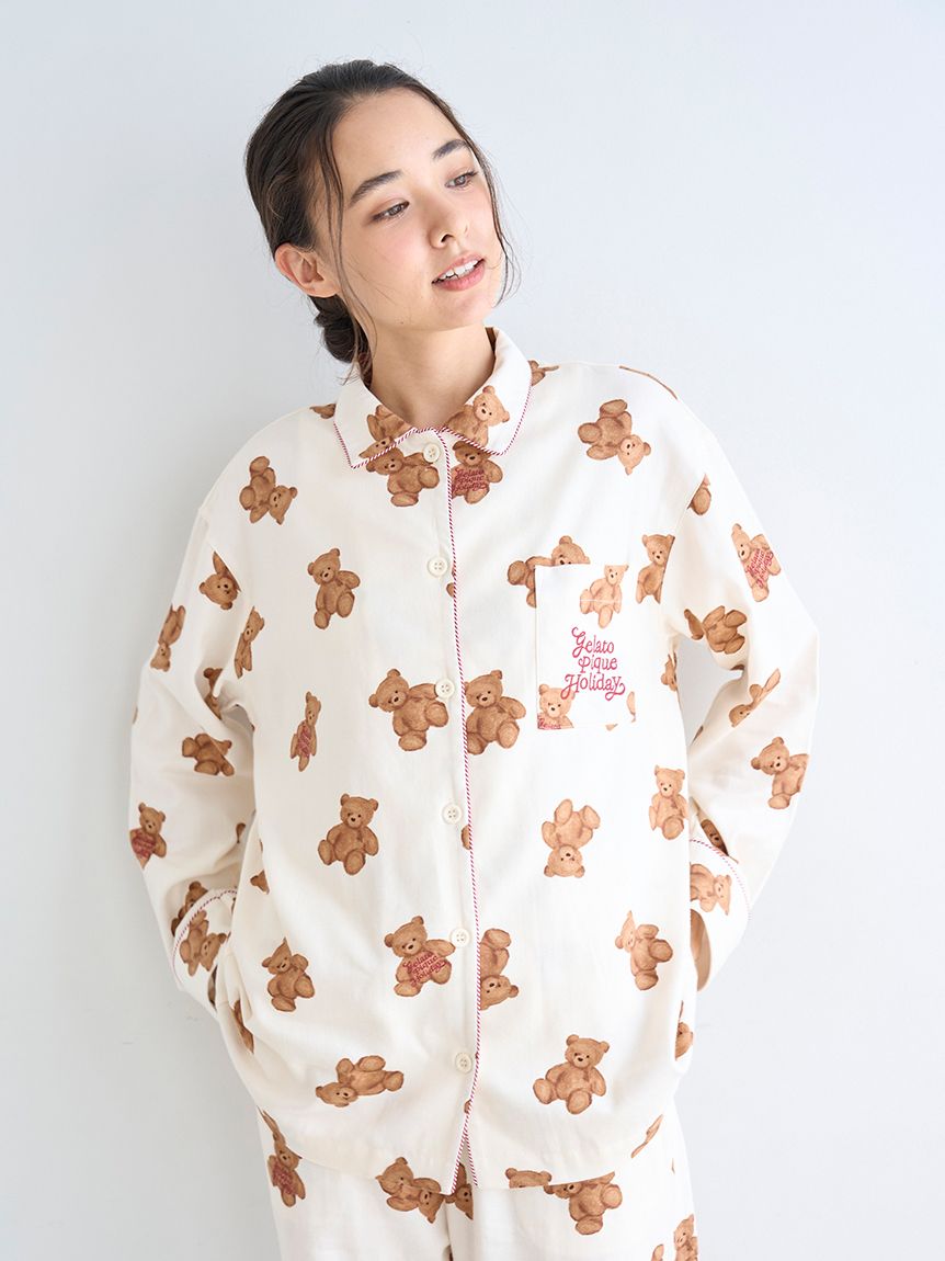 HOLIDAY】ベア柄ネルシャツ(シャツ)｜ルームウェア・パジャマ通販の