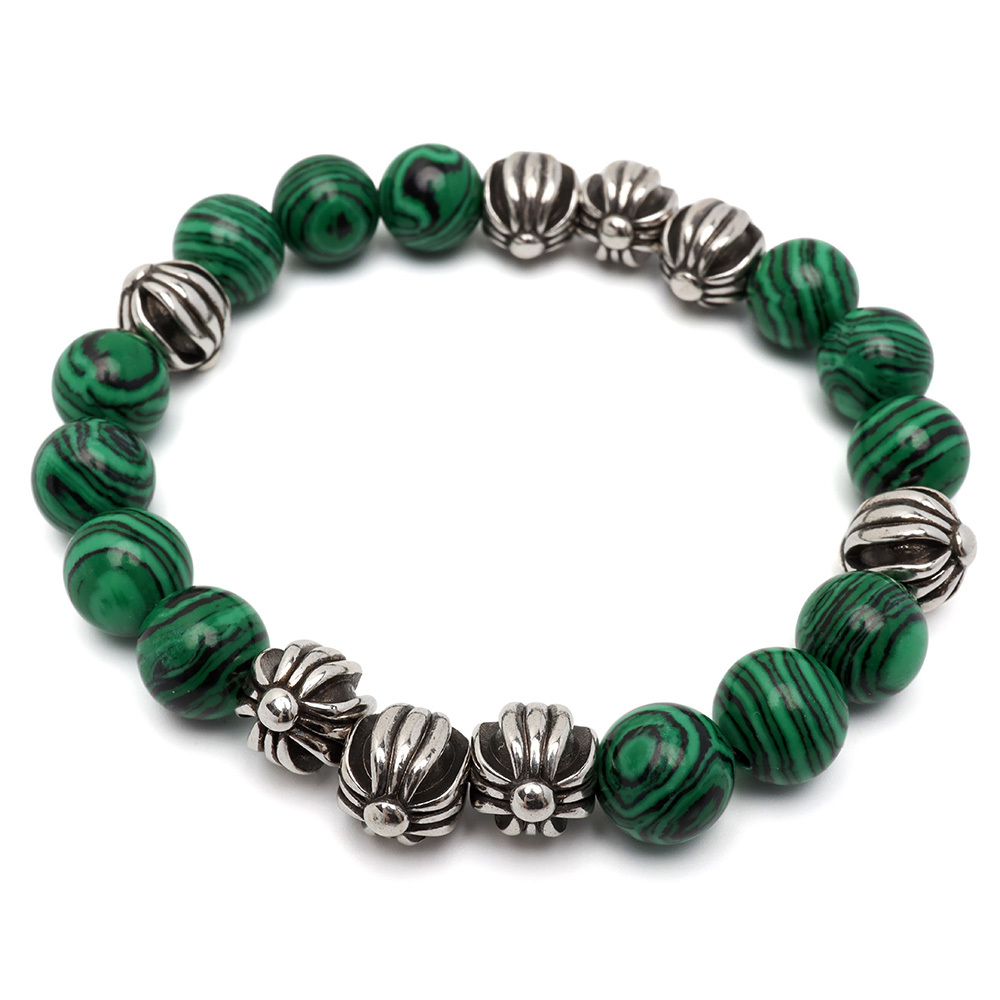 マラカイトブレスレット クロスブレスレット 数珠ブレスレット 十字架