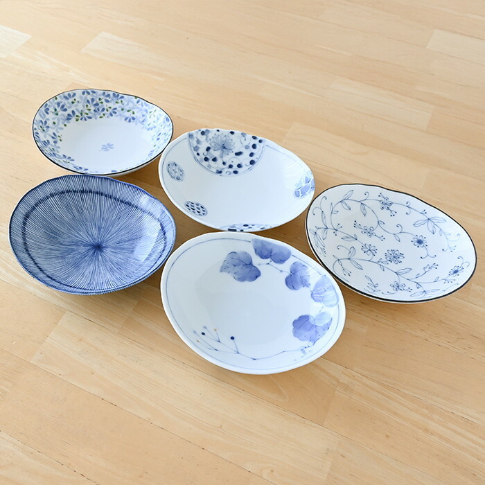 美濃焼 絵変り 軽い楕円深皿揃 小皿 セット 和食器 おしゃれ 取り皿 取
