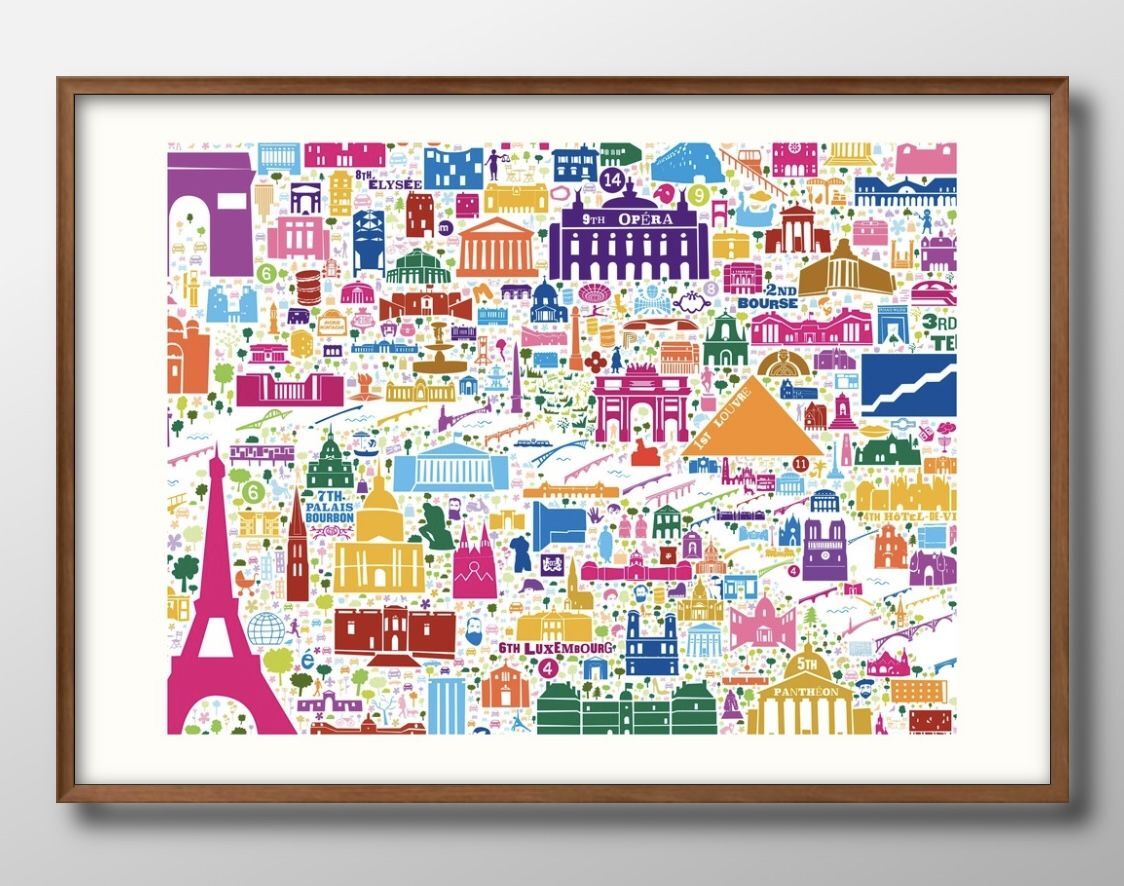 フランス パリ マップ 地図 観光 A3 サイズ ポスター アート おしゃれ