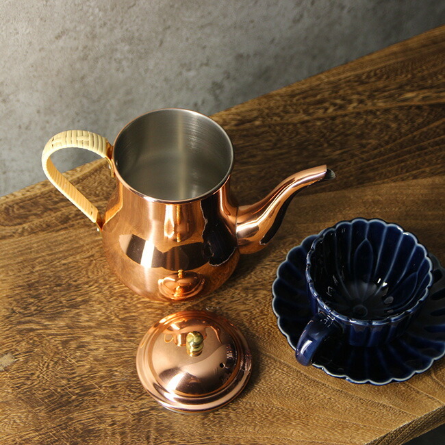 新光堂 純銅 コーヒーポット 740ml S-830P[銅製 ポット ケトル