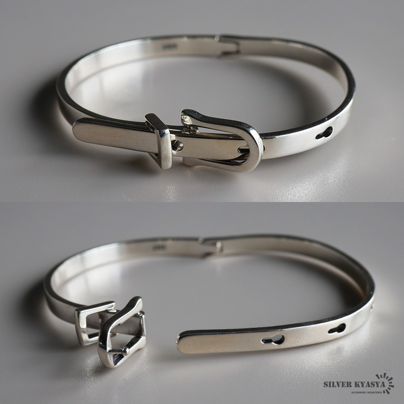 シルバー925 ベルトブレスレット シルバー ベルトバングル 腕輪 細身