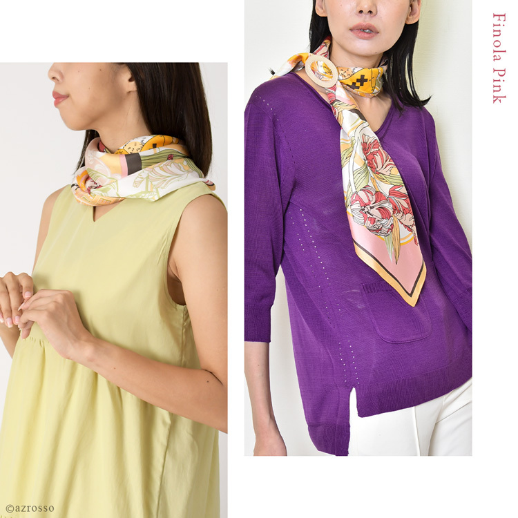 日本製 スカーフ ブランド シルク100 大判 スカーフ 正方形 90 シルク