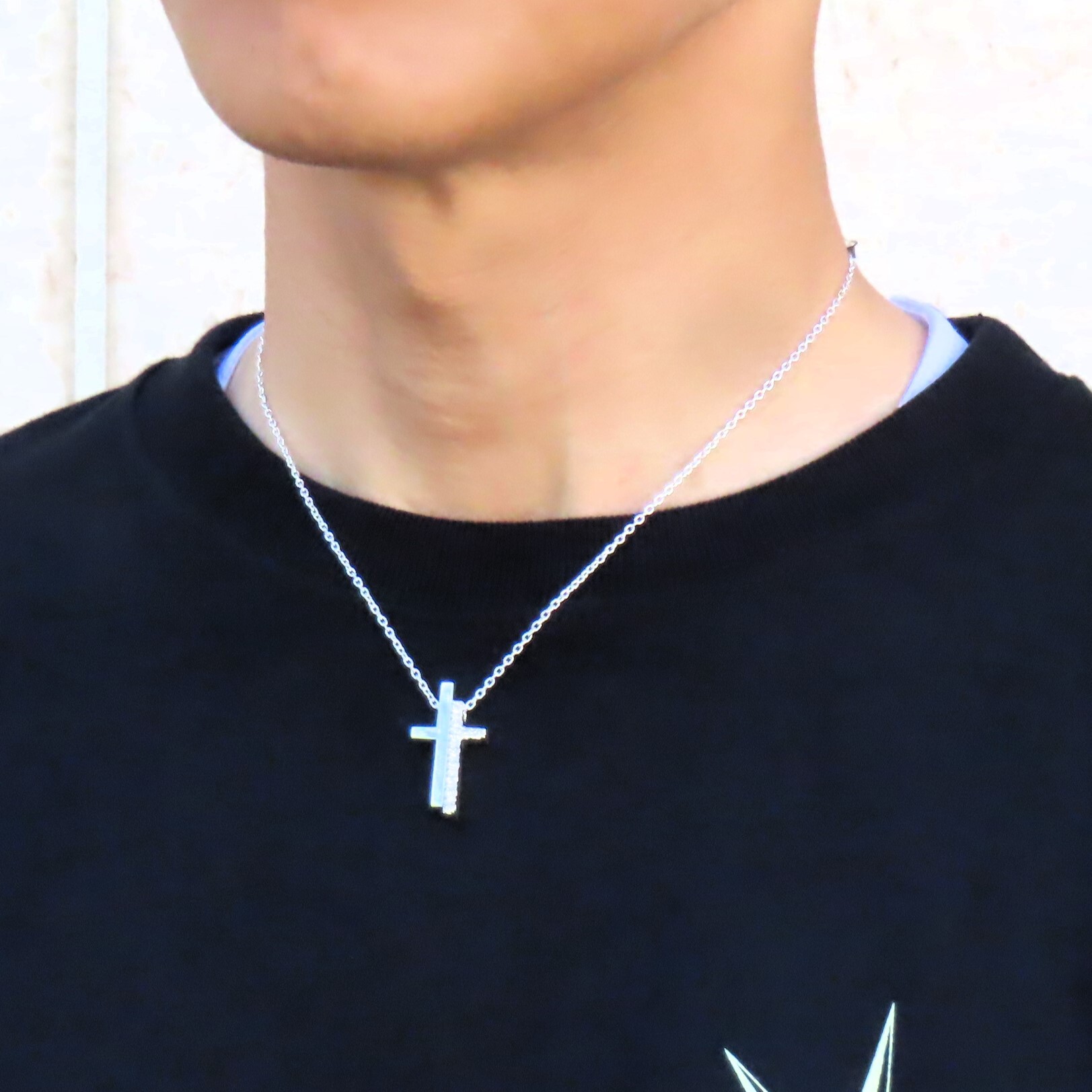 セパレートクロスネックレス シルバー925 クリア ホワイト