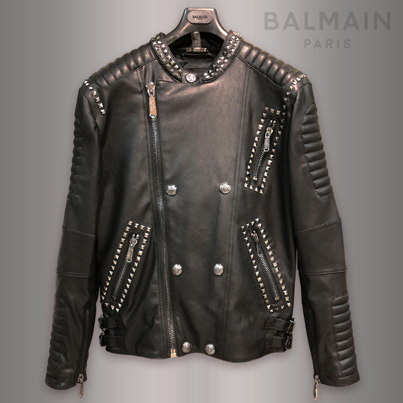 BALMAIN PARIS バルマン ライダース ジャケット メンズ エコレザー