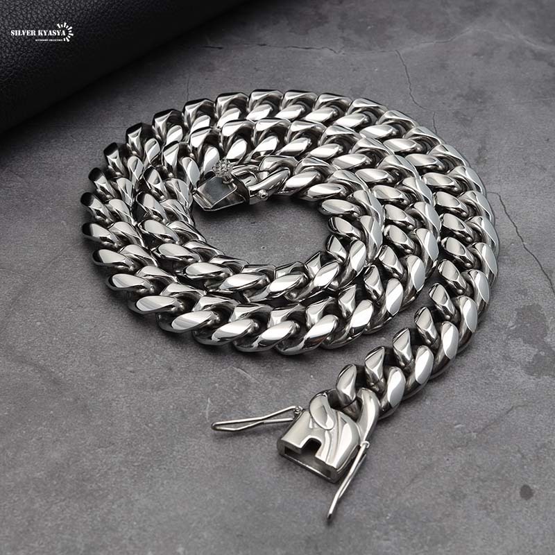 316L 幅16mm 極太 メンズネックレス シルバー 喜平チェーン B系 ヒップ