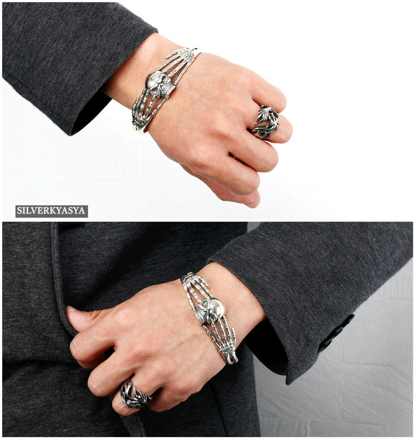 シルバー925 スカル ボーンハンドバングル 925 髑髏 骨 手 ドクロ 専用