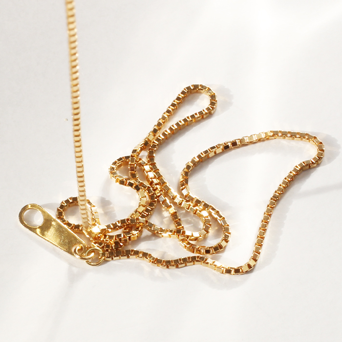 K18YG ベネチアン チェーンネックレス 0.8mm 45cm スライド式 送料無料