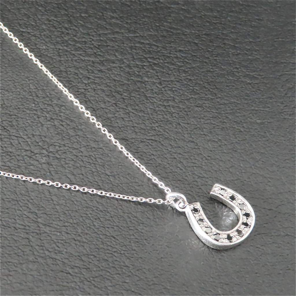 ホースシューネックレス シルバー925 ブラック 【刻印無料】 ホース