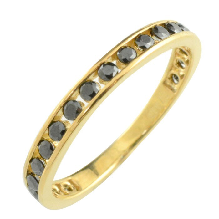 18金 リング レディース ブラックダイヤモンド ピンキーリング k18