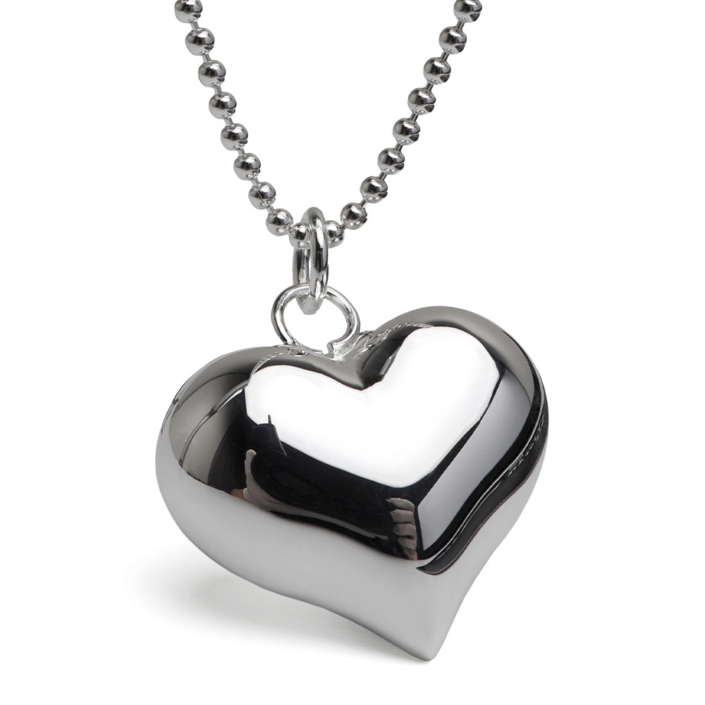 シルバー925 ハートネックレス ビッグハート メタル シルバー