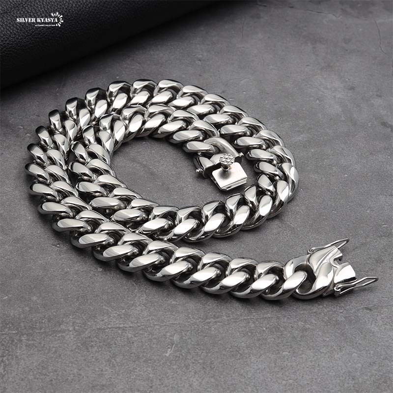 316L 幅18mm 極太 メンズネックレス シルバー 喜平チェーン B系 ヒップ