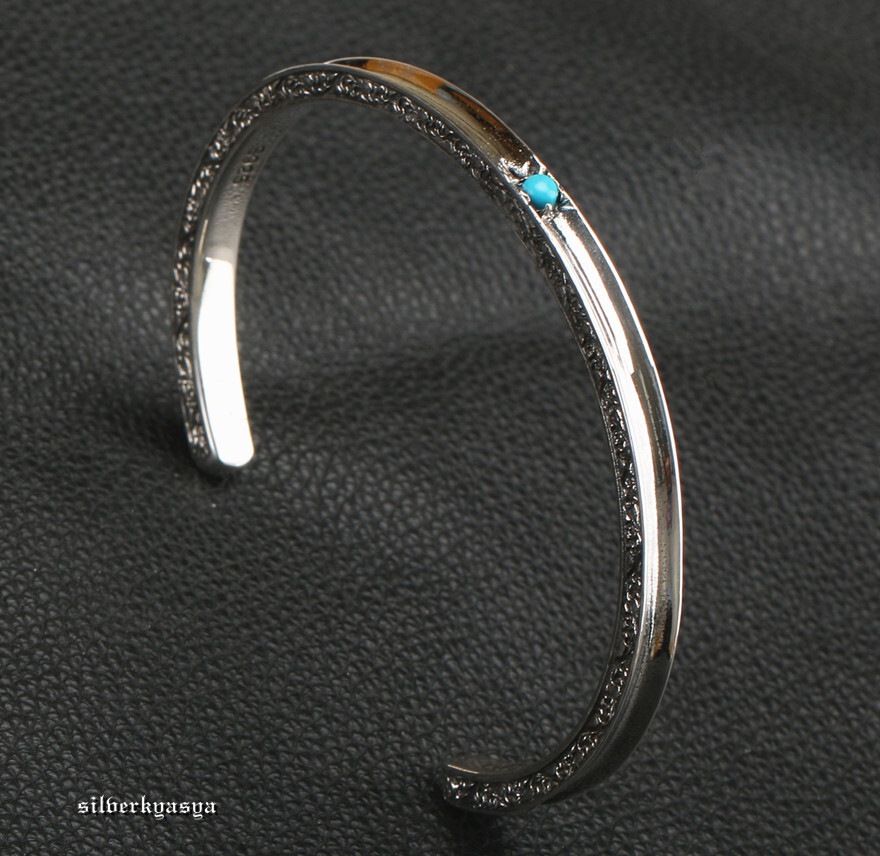 シルバー925素材 唐草 バングル ターコイズバングル 925 銀 シルバー