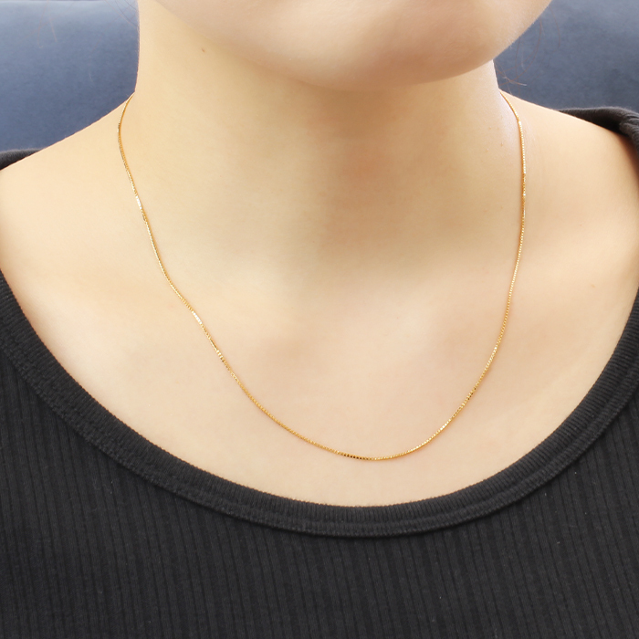 K18YG ベネチアン チェーンネックレス 0.8mm 45cm スライド式 送料無料