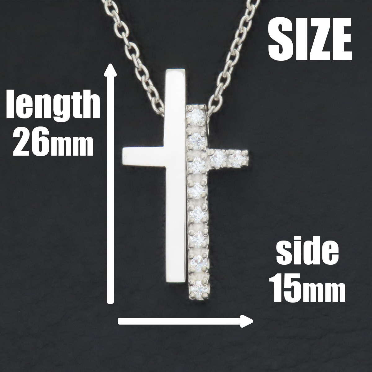セパレートクロスネックレス シルバー925 クリア ホワイト
