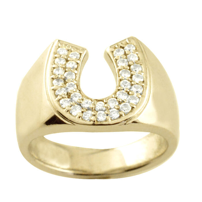 10金 印台 メンズ リング 馬蹄 k10 ダイヤモンド 指輪 馬 蹄鉄 メンズ