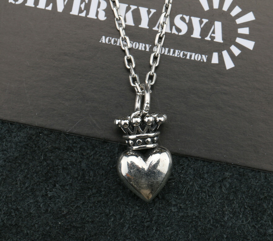 シルバー925 クラウン ハートネックレス 王冠 ペンダント 925 銀