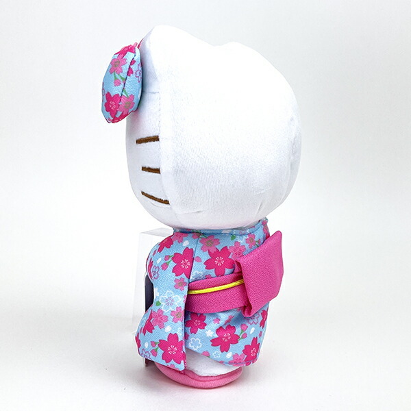 サンリオ ハローキティ ぬいぐるみ 桜着物 水色 S マスコット 人形