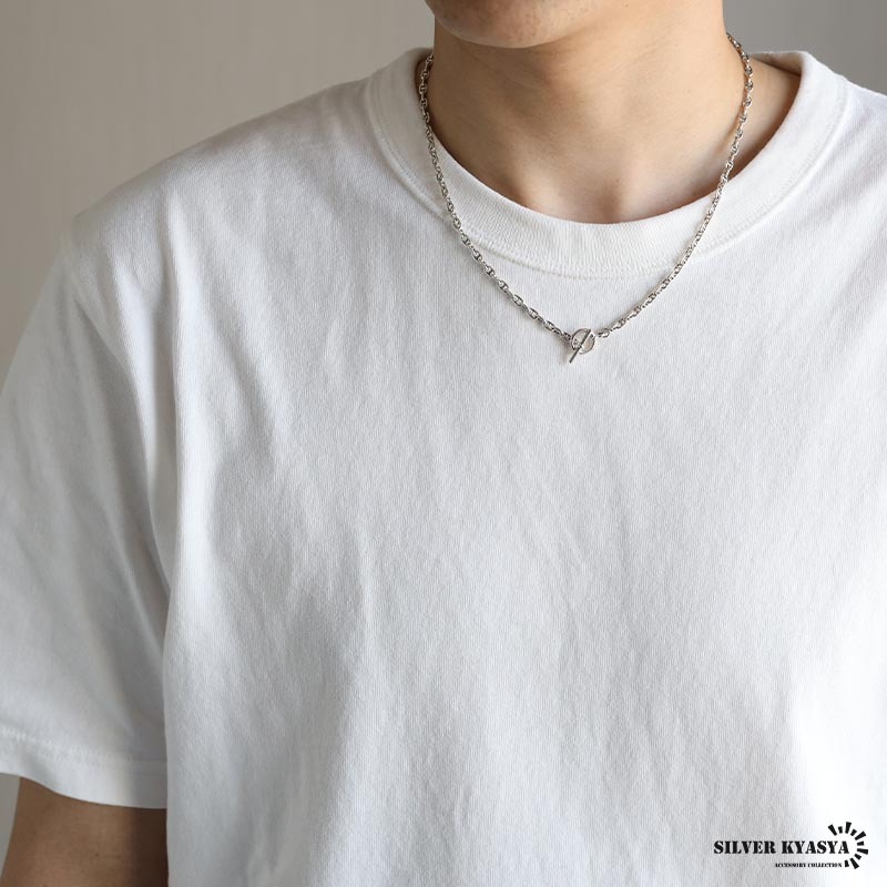 シルバー925素材 マンテルネックレス アンカーチェーンネックレス T