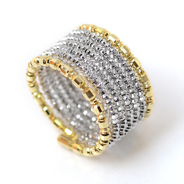 18金 プラチナ リング ミラーボール コイルリング カットボール