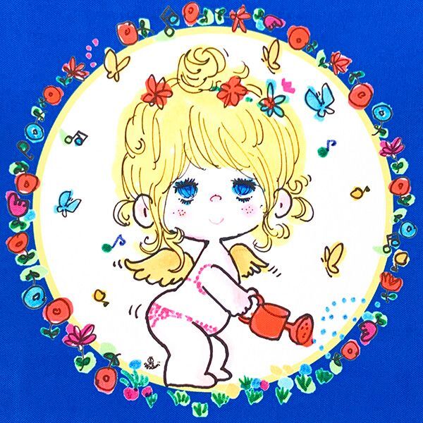 水森亜土 カラートートバッグ 昭和レトロシリーズ 天使 ブルー 亜土