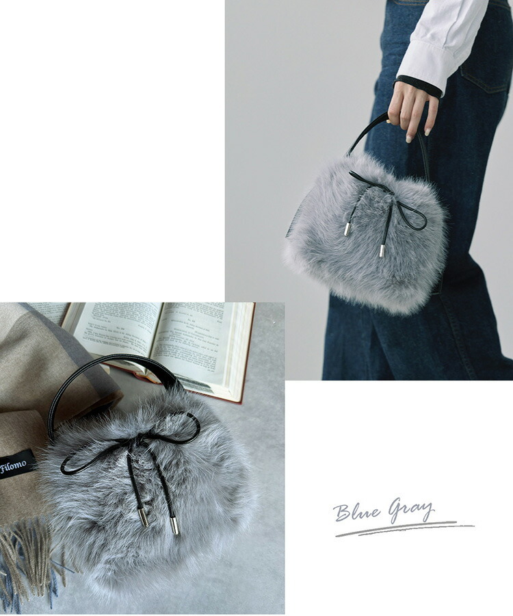 ファーバッグ レディース 巾着 バッグ エコファー ハンドバッグ 軽量