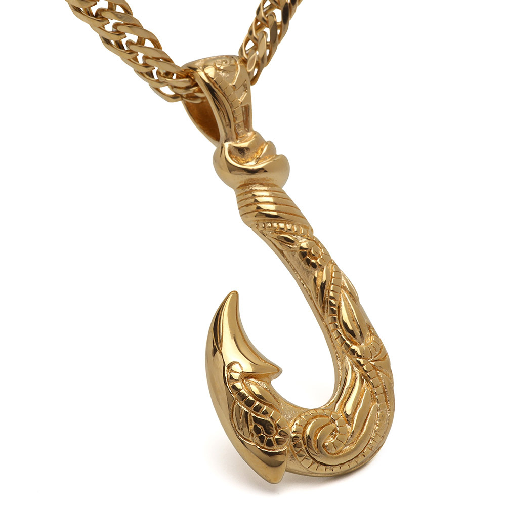 ステンレス フィッシュフックネックレス 釣り針ネックレス ハワイアン