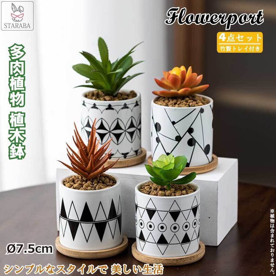 多肉植物 鉢 ミニ植木鉢 4点セット 母の日 おしゃれ 陶器鉢 観葉植物鉢