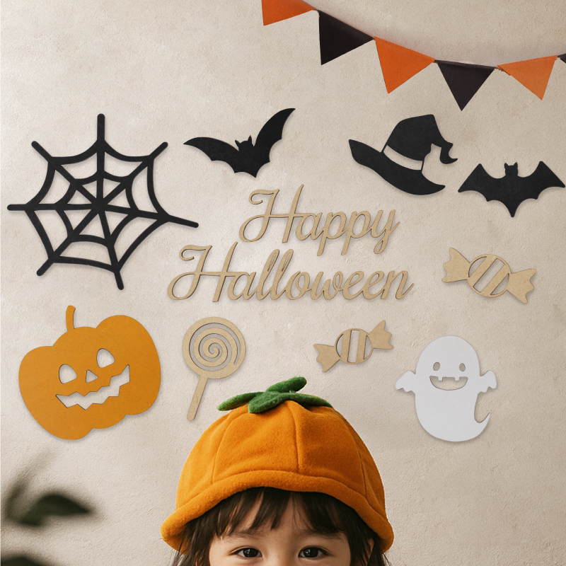 moqmo】 レターバナー ハロウィン 飾り ベビー 赤ちゃん 木 マンスリー