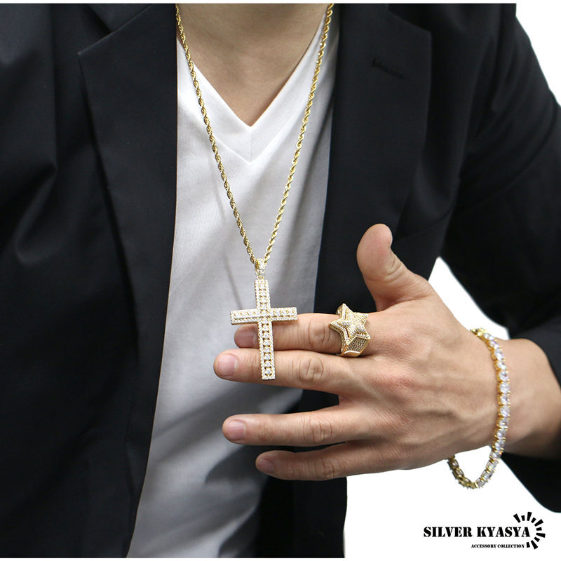 ネックレス クロス ペンダント ゴールド シルバー メンズ ロープ