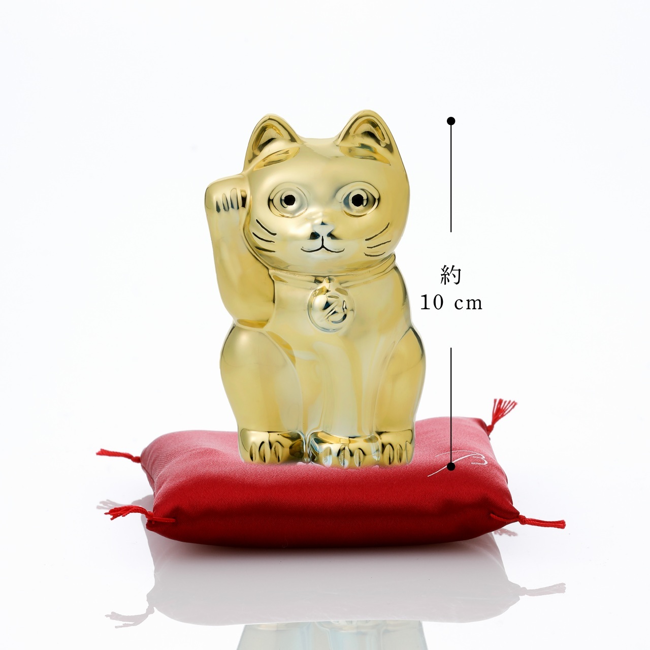 Baccarat バカラ まねき猫 ゴールド 10cm 座布団付き 名入れ彫刻代込み