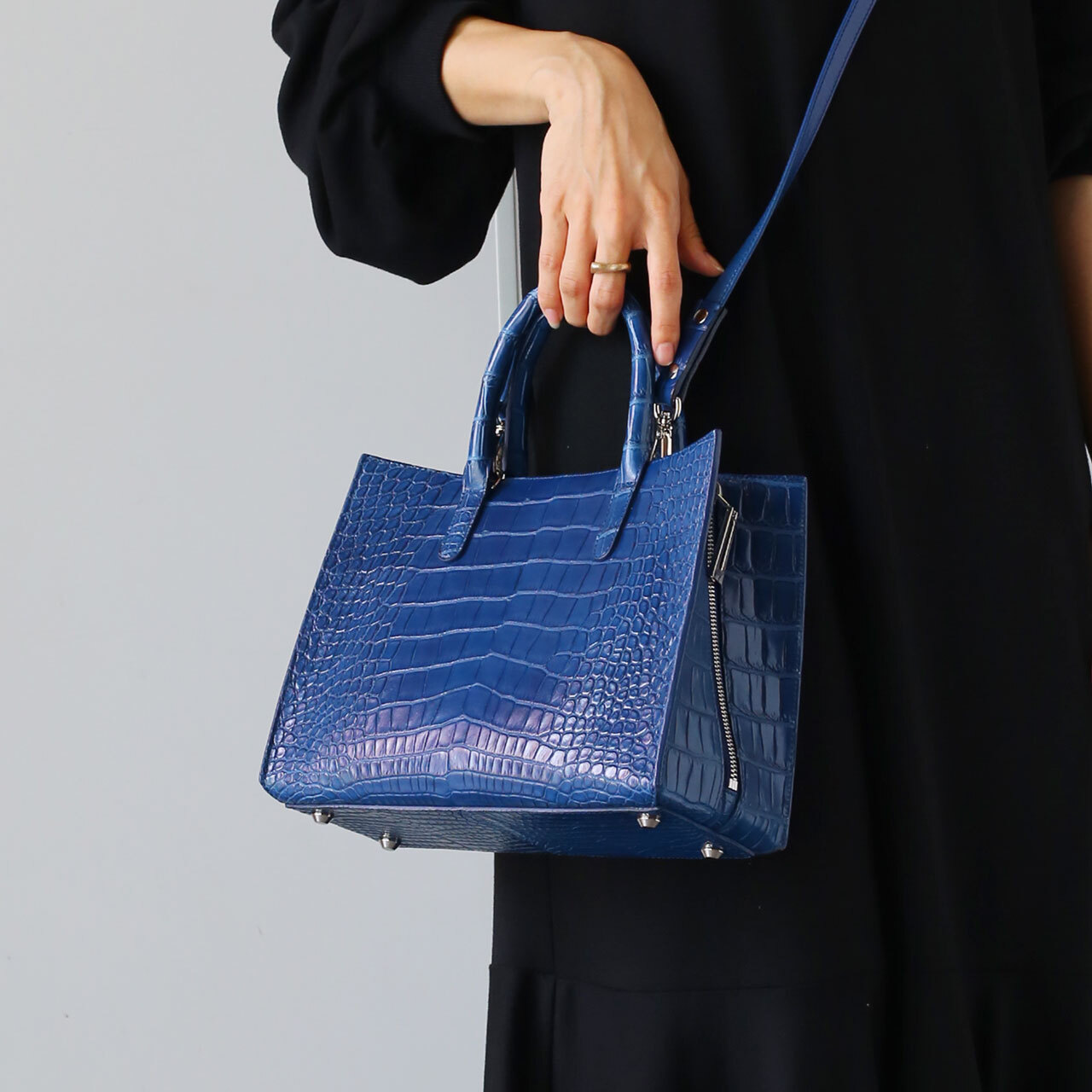 藍染め アリゲーター トートバッグ 日本製 2way レディース ミニトート