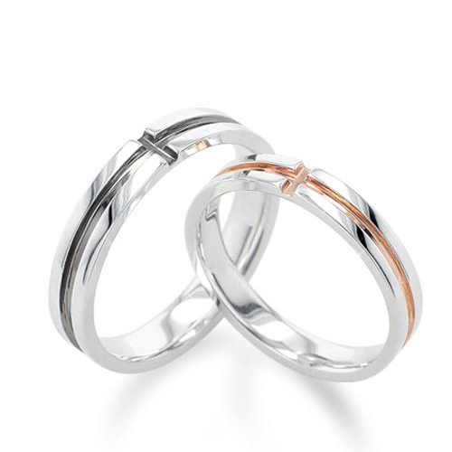 MUZE JEWELRY【四季の花イラスト刻印】クロスライン ペアリング 結婚