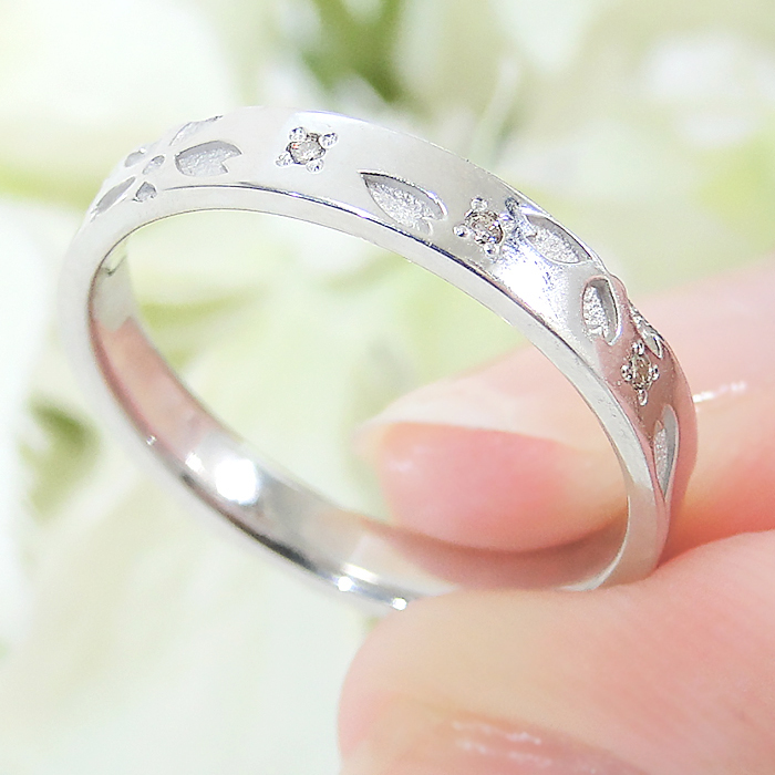 名入れ】【刻印】指輪 レディース プラチナ PT900 ダイヤモンド 0.07ct