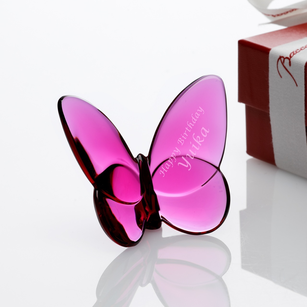 Baccarat バカラ ラッキーバタフライ ピオニー 名入れ彫刻代込み 名