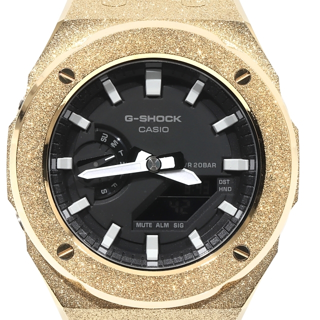 G-SHOCK GA2100 メタル カスタム フロステッドゴールド ラバーバンド
