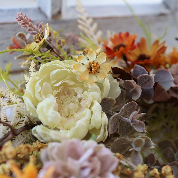 アンティークラナン ドライフラワー風 玄関リース ガーデンリース