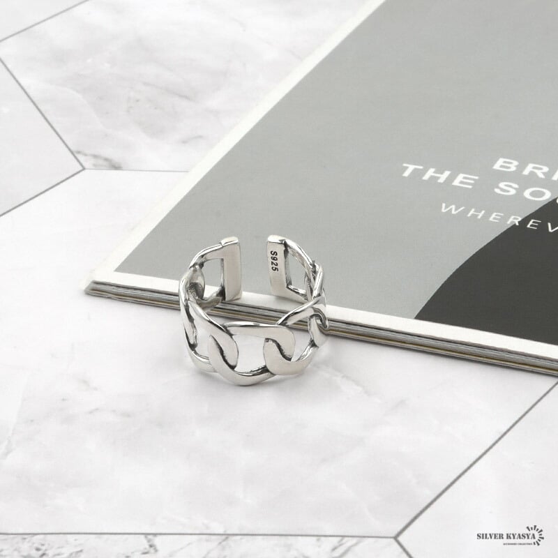 リング レディース シルバー925 S925 喜平チェーン 太め 太幅 シルバー