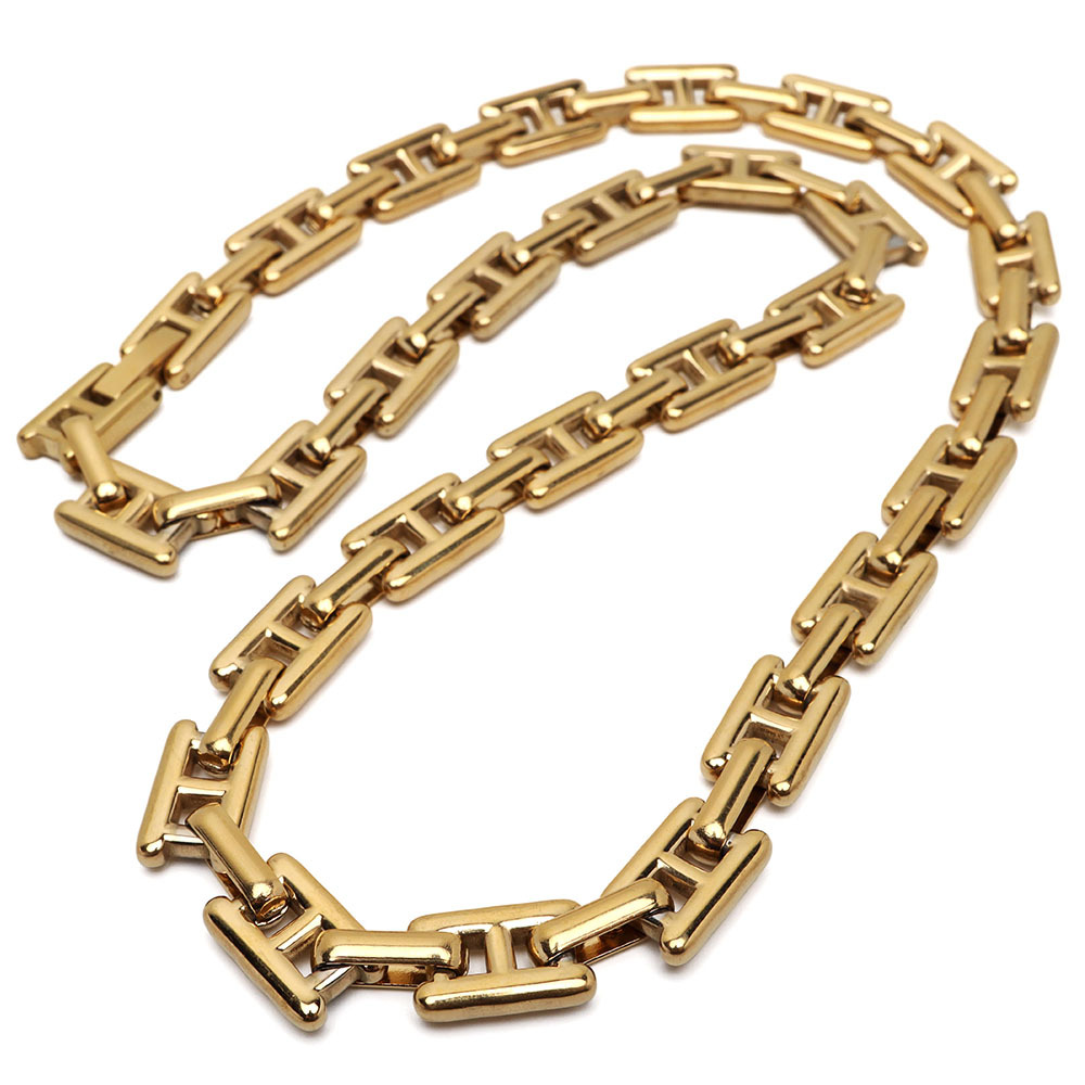 ステンレス スクエアチェーンネックレス H型 メタル ゴールド 18K GP