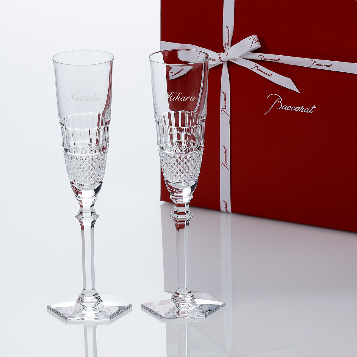 Baccart バカラ ディアマン シャンパンフルート ペア 名入れ彫刻代込み