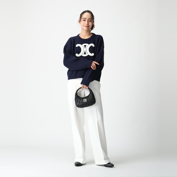 セリーヌ ニット セーター クルーネックセーター トリオンフ リブ編み