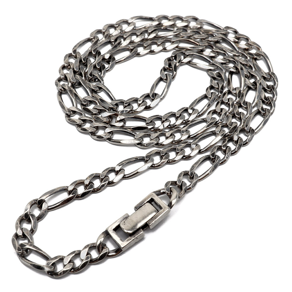 シルバー925 チェーンネックレス 中折れ フィガロチェーンネックレス