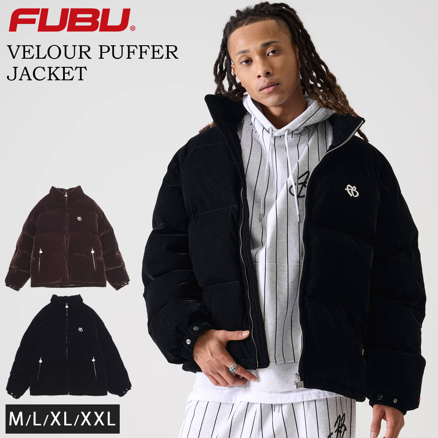 FUBU フブ 中綿ジャケット メンズ ベロア ジャンパー アウター 長袖