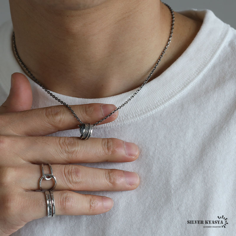 シルバー925 フェザーリングネックレス 小ぶり シンプルネックレス