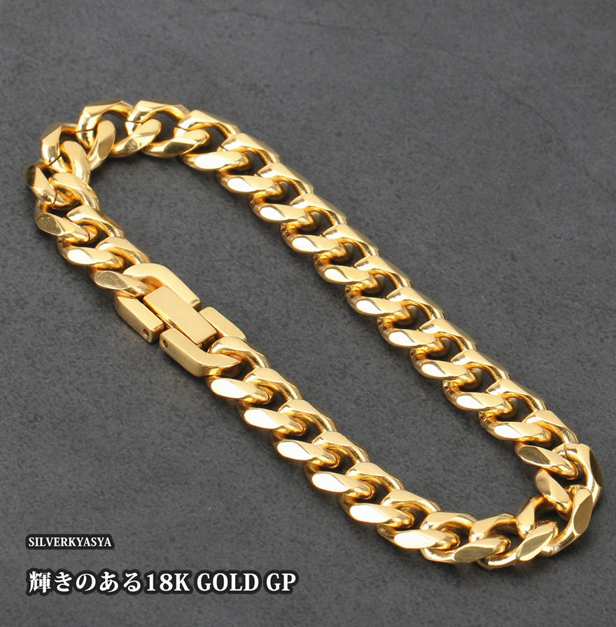 幅9mm 金 喜平チェーンブレスレット ゴールド gold ステンレス 喜平