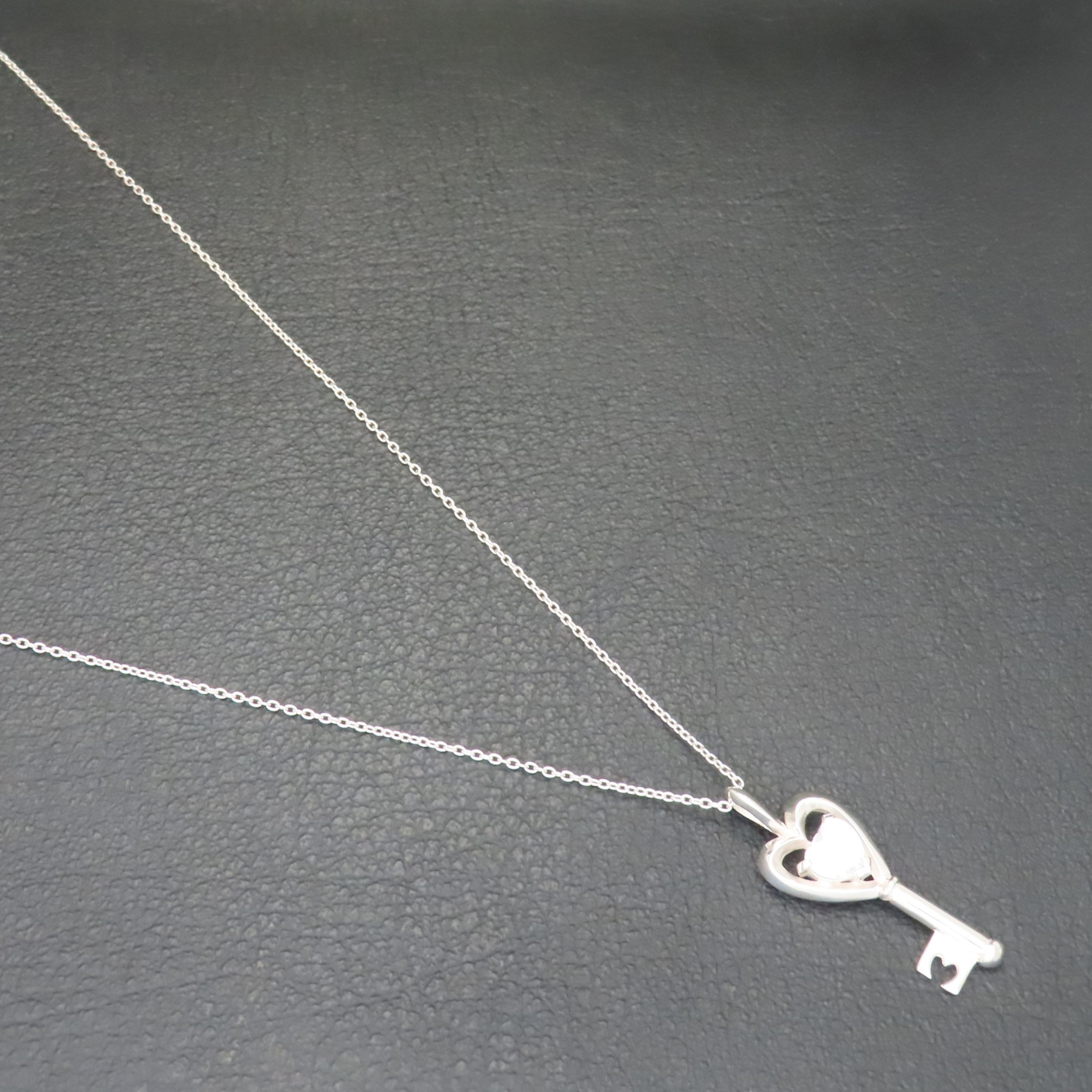 ハートキーネックレス シルバー925 クリア 【刻印無料】 ハート キー