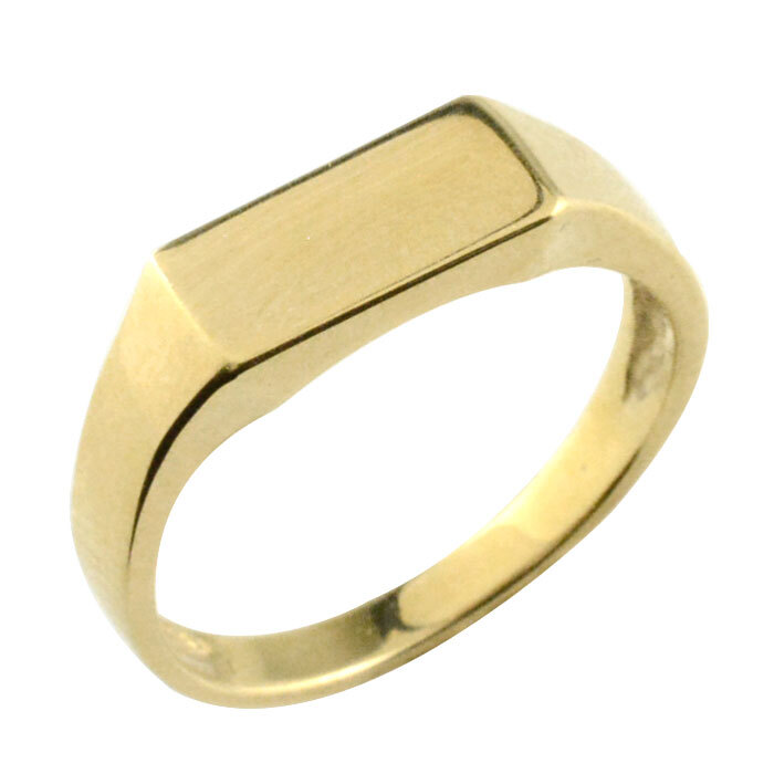 リング メンズ k10 イエローゴールドk10 指輪 印台 長方形 スリム 細目