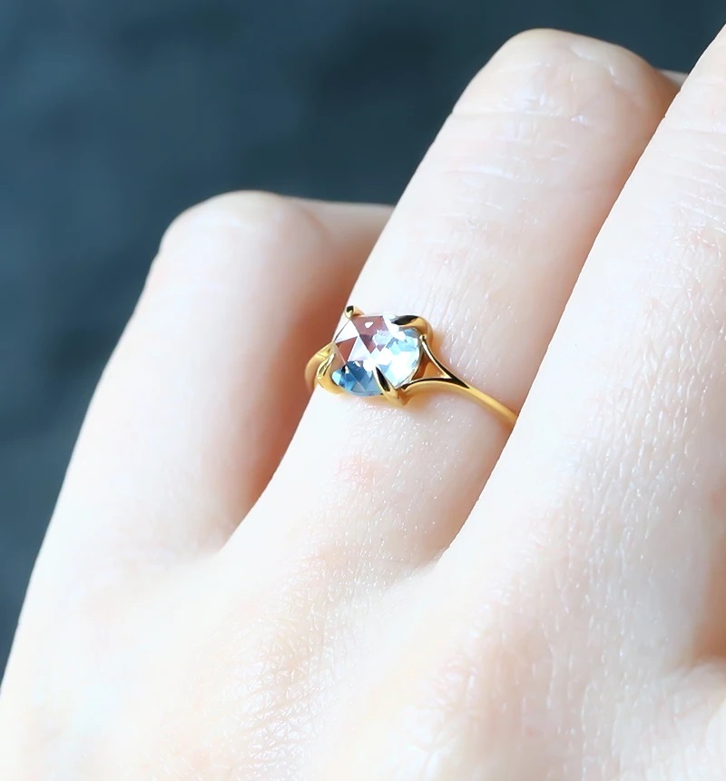 スイスブルートパーズ K10リング ローズカット ~VALOA~ 11月誕生石