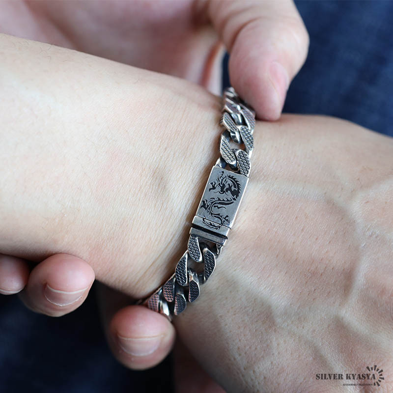 シルバー925 ドラゴンブレスレット バックル 龍ブレスレット 竜 辰